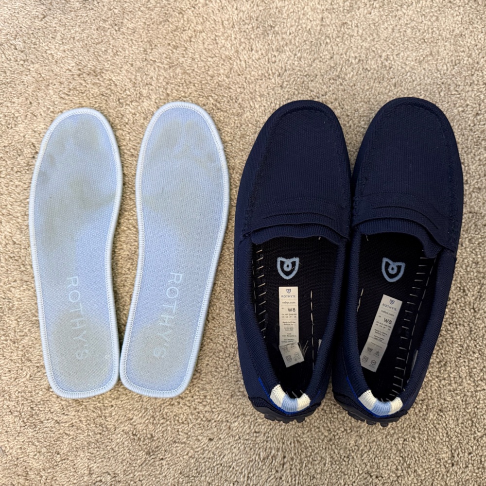 Rothy's Deep Blue Driving Loafers with Insoles